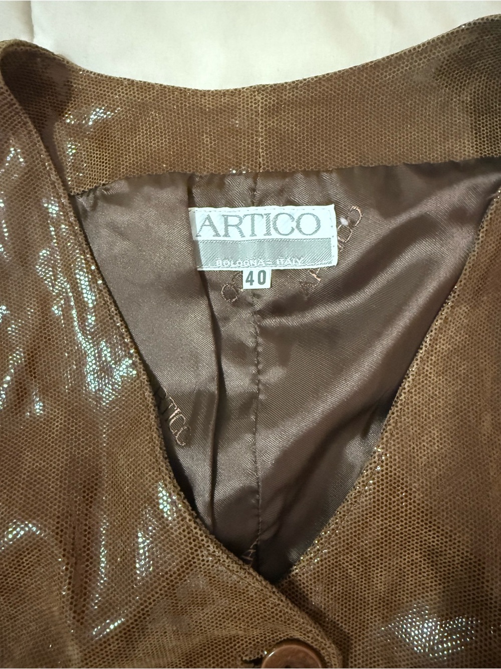 Artico brown leather button down vest - Picture 8 of 9